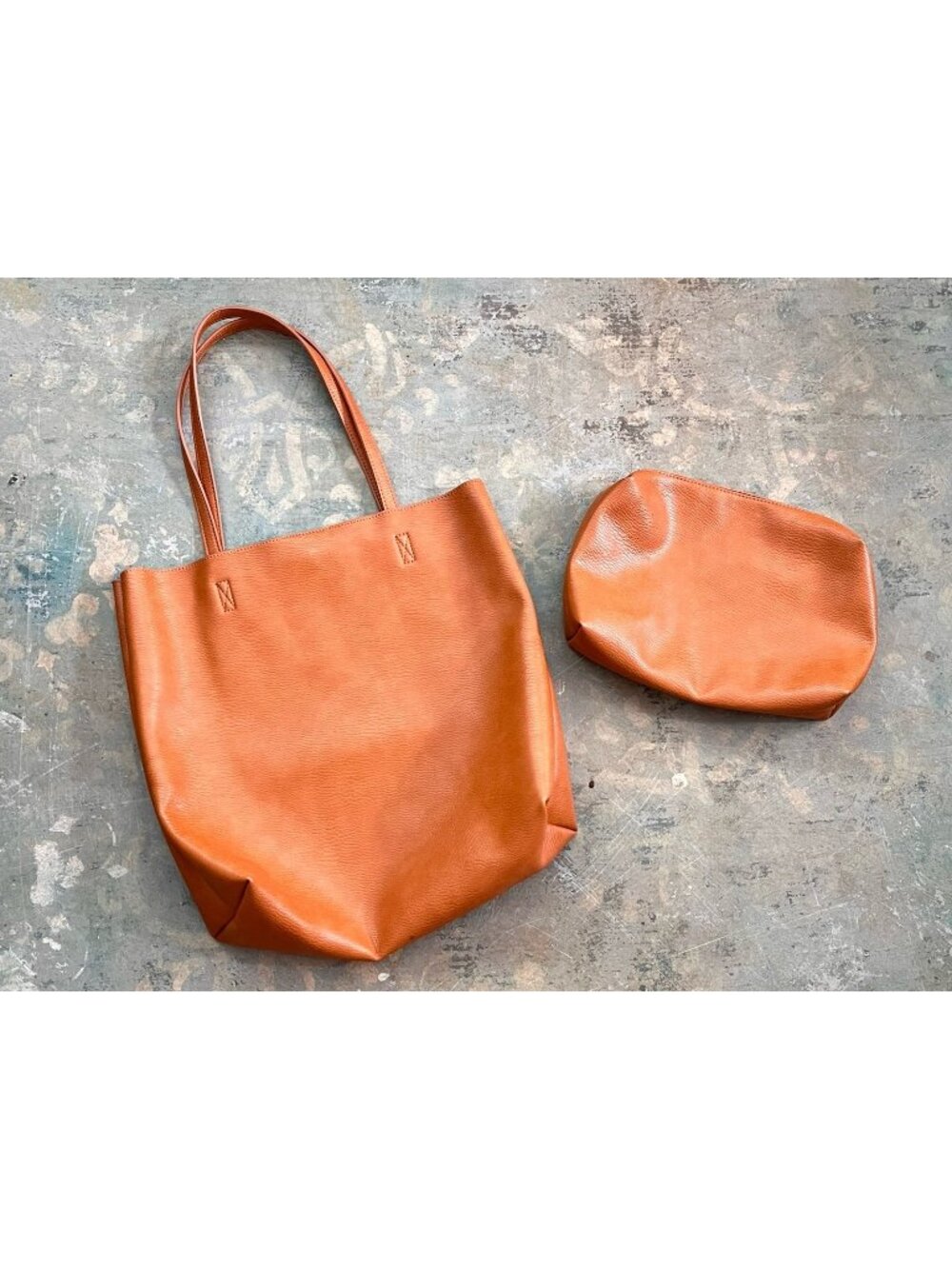 Antik Kraft Bag in Bag Camel Tan Vegan Leather Large Tote Shoulder Bag Insert